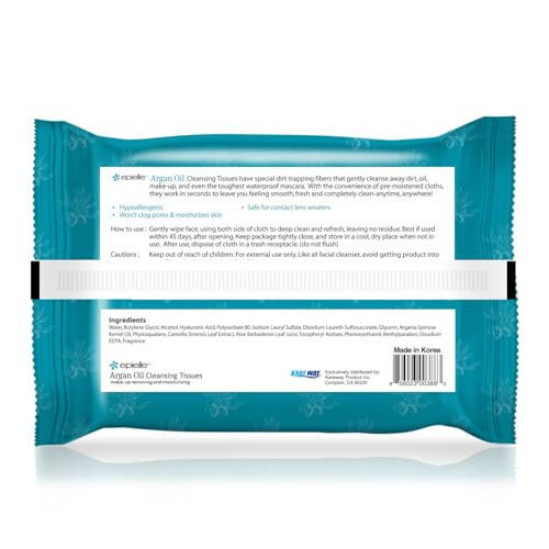 Epielle Argan Oil Makeup Remover Wipes Gentle Daily Facial Cleanser Towelettes Remove Dirt Oil Waterproof Mascara Stocki