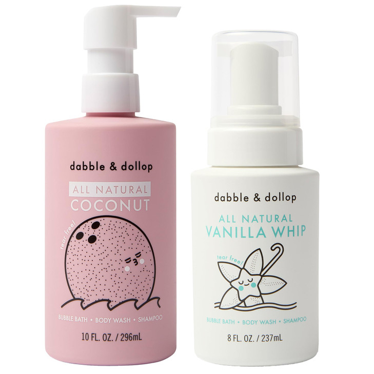 Dabble Dollop Coconut Vanilla Body Wash Shampoo 3in1 Natural Bubble Bath for Kids No Parabens or Sulfates Vegan GlutenFr