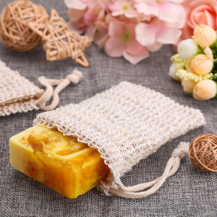 15 Pieces Soap Saver Bag Exfoliating Soap Pouch Sisal Mesh Bag Drawstring