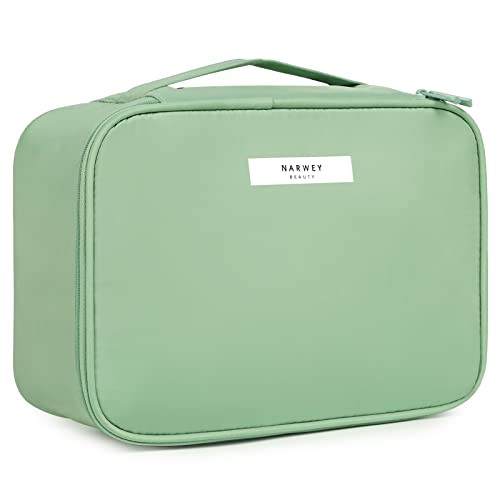 Narwey Cute Makeup Bag Travel Cosmetic Bag Make up Bag, Makeup Organizer Case with Brush Compartments for Women (Mint Green) online at globaldelivered