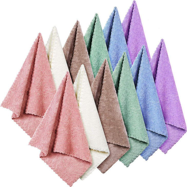 Syhood 12 Pieces Face Wash Cloth 12 x 12 in Makeup Remover Cloths Towel Coral Velvet Facial Microfiber Soft Fast Drying