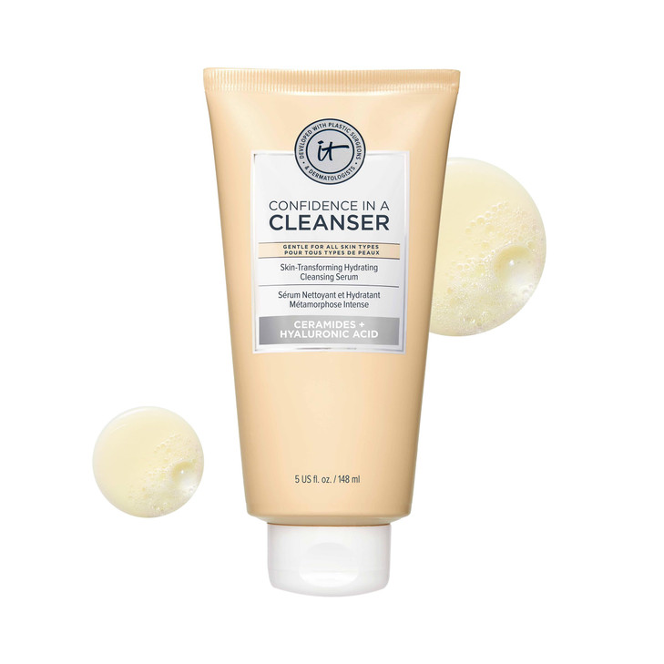 IT Cosmetics Confidence in a Cleanser Hydrating Serum Foaming Face Wash With Hyaluronic Acid Ceramides Gentle Makeup Rem