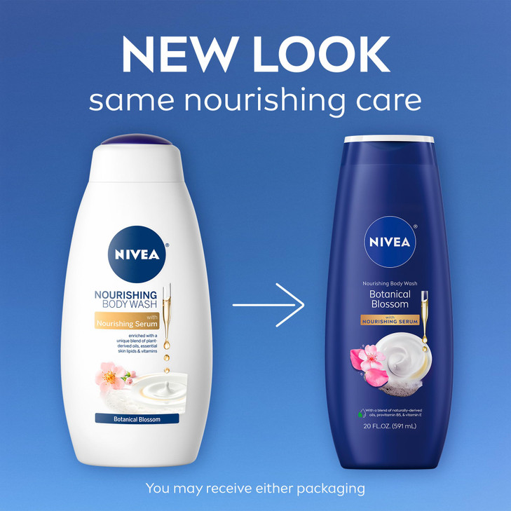 NIVEA Nourishing Botanical Blossom Body Wash with Nourishing Serum Moisturizing Body Wash for Women Enriched with Provit