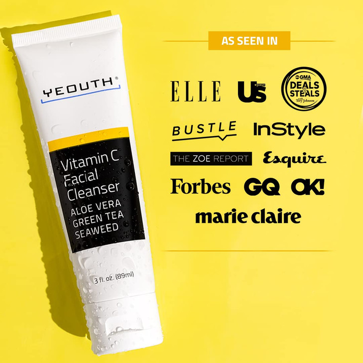 YEOUTH Vitamin C Cleanser for Face Wash Hydrating Gentle Facial Cleanser Face Wash for Men and Women 3 fl oz