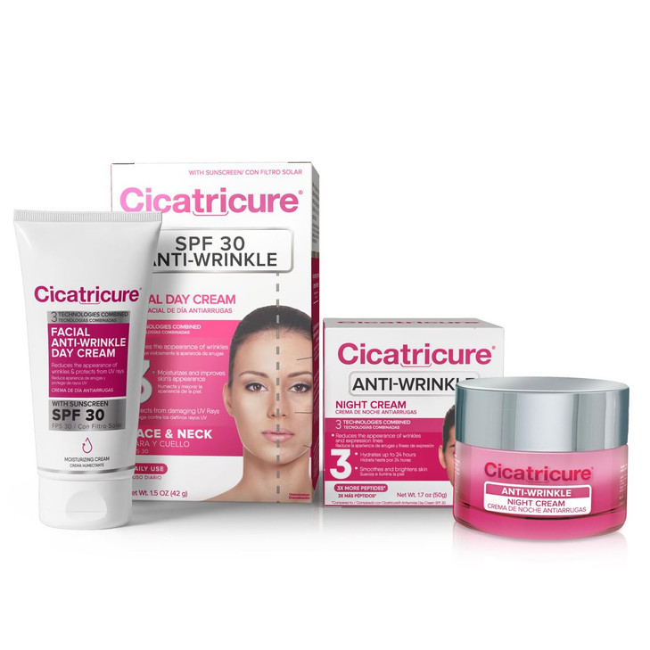 Cicatricure AntiWrinkle Day Night Cream Bundle Advanced 24Hour Facial Care Targets Fine Lines Deep Hydration for Youthfu