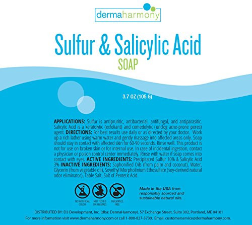 DermaHarmony 10 Sulfur and 3 Salicylic Acid Bar Soap 37 oz 2 Bars