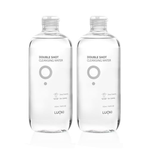 LUOKI Double Shot Cleansing Water 500ml 169 fl oz Hypoallergenic Deep Clean Micellar Cleansing Water and Makeup Remover