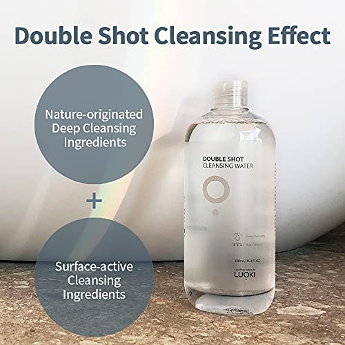 LUOKI Double Shot Cleansing Water 500ml 169 fl oz Hypoallergenic Deep Clean Micellar Cleansing Water and Makeup Remover