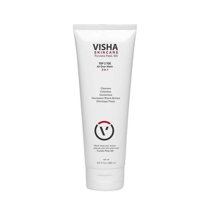 Visha Skincare Top 2 Toe 5 In 1 All Over Hydrating And Energizing Wash For Hair Face And Body Gently Cleanses Exfoliates