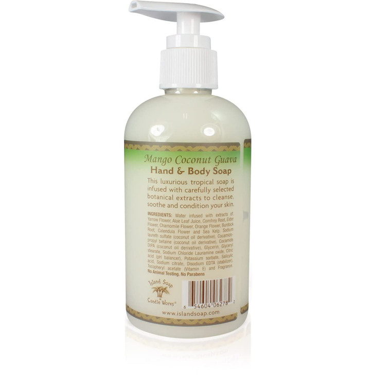 Island Soap Candle Works Botanical Liquid Hand Soap Vegan Hand Soap for Men and Women Luxury Skincare for Bathroom Hawai