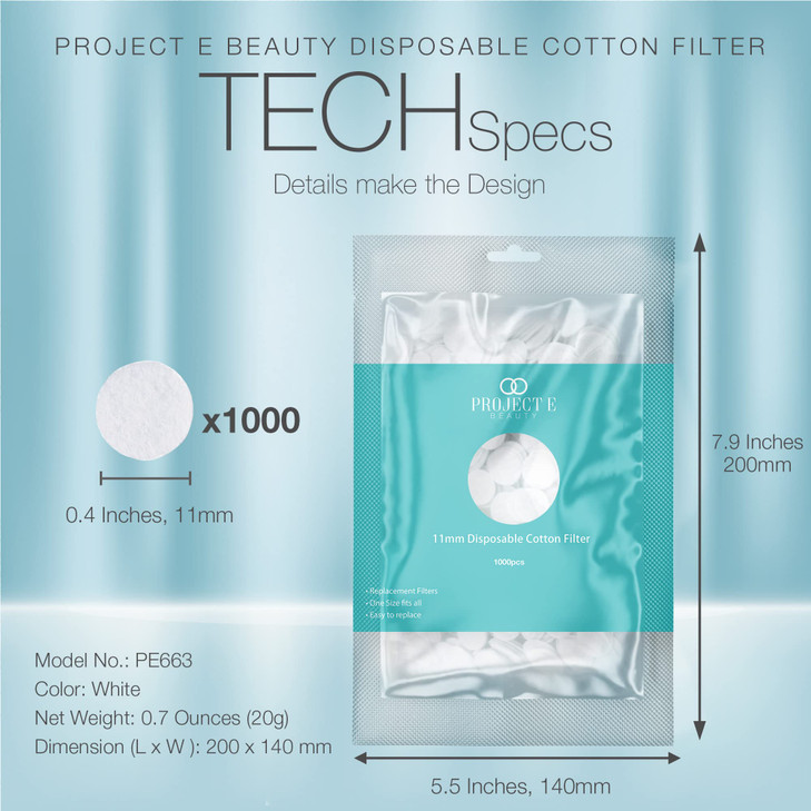 1000pcs Cotton Filter 11mm by Project E Beauty Microdermabrasion Replacement Filters Round Filtering Pads Facial Vacuum