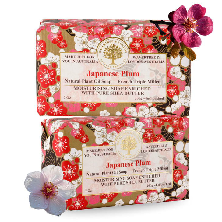 Wavertree London Japanese Plum Scented Natural Soap 2 Bars 7oz Moisturizing French Triple Milled Soap Bars enriched with