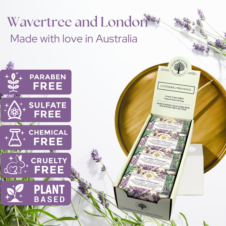 Wavertree London Lavender DProvence Scented Natural Soap 8 Bars 7oz Moisturizing French Triple Milled Soap Bars enriched