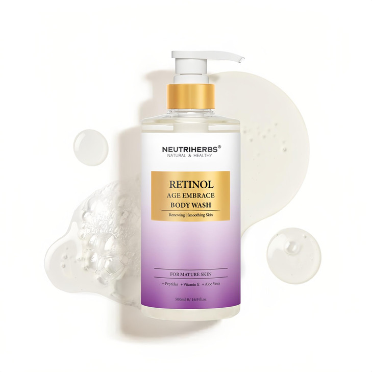 Neutriherbs Retinol Body Wash Anti AgingRenewing Shower Gel For Women And Men Daily Shower Soap With Peptides Vitamin E