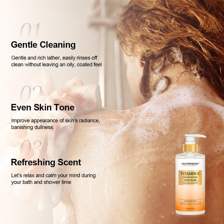 Neutriherbs Brightening Body Wash for DullUneven Skin Vitamin C Brightening Shower Gel For Women And Men Daily Shower So