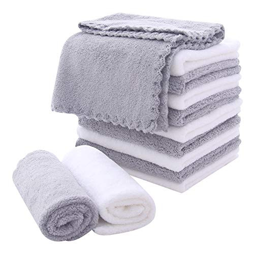 MOONQUEEN Microfiber Facial Cloths Fast Drying Washcloth 12 Pack Premium Soft Makeup Remover Cloths Highly Absorbent