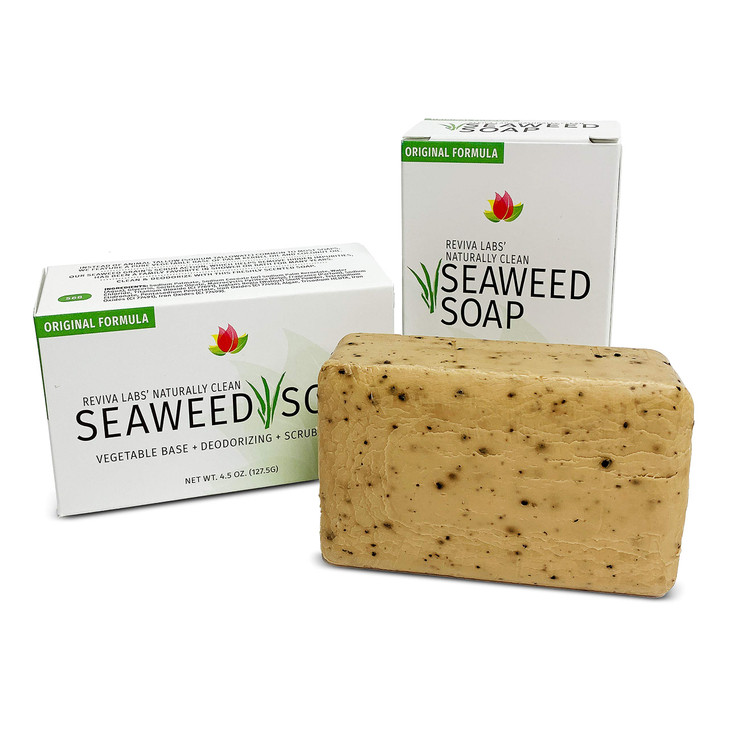 Reviva Seaweed Soap 2 Pack Organic Seaweed Face Scrub and Exfoliating Body Scrub Soap Bar 45 oz Vegetable Base Natural B