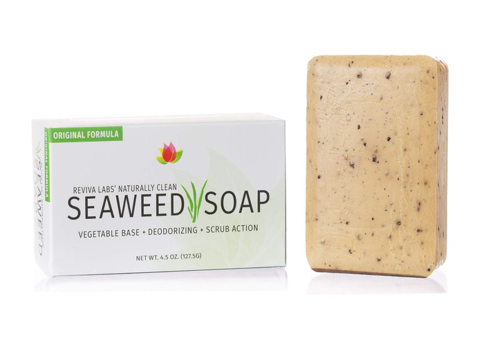 Reviva Seaweed Soap 2 Pack Organic Seaweed Face Scrub and Exfoliating Body Scrub Soap Bar 45 oz Vegetable Base Natural B
