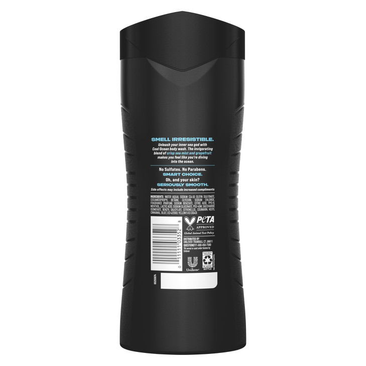 AXE Cool Ocean Mens Body Wash With Essential Oils 12H Refreshing Scent Body Wash For Men Clean and Fresh Scent 16 oz