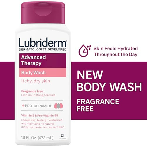 Lubriderm Advanced Therapy Body Wash Unscented Nourishing Cleanser with ProCeramide Vitamin E ProVitamin B5 Gently Clean