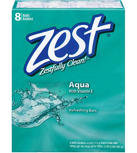 Zest Bath Bars Soap 4oz 8ct Aqua 2Pack