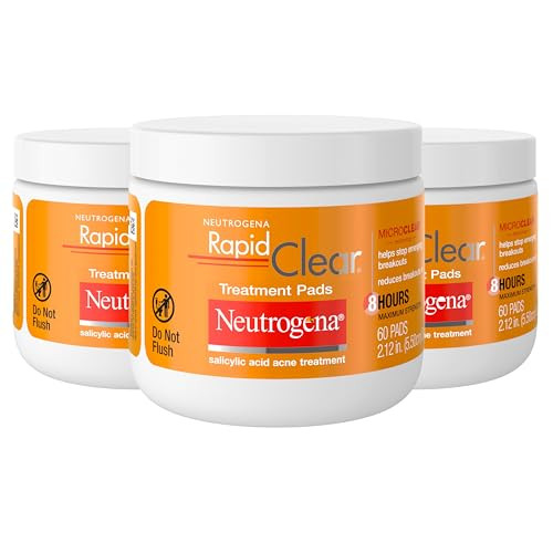 Neutrogena Rapid Clear Maximum Strength Acne Face Pads with 2 Salicylic Acid Acne Medication to Help Fight Breakouts Oil
