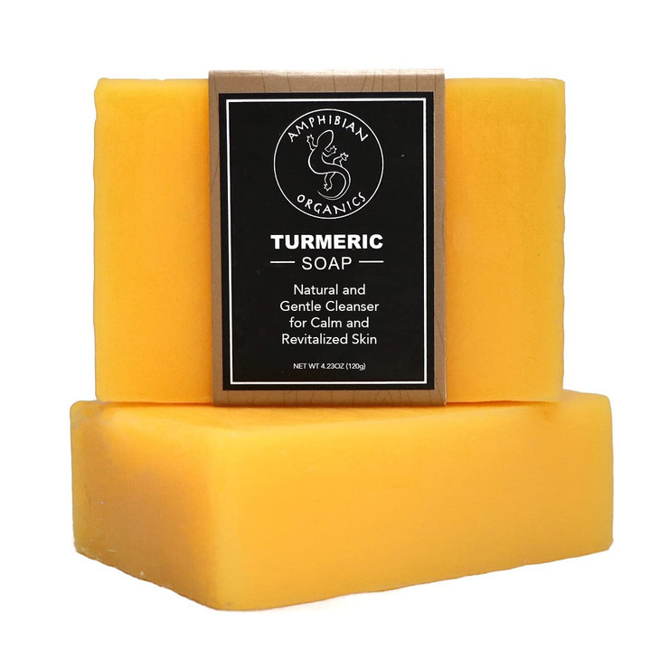 Amphibian Organics Turmeric Soap All Natural Gentle Cleanser for All Skin Types No Stain Face Body Cleanser for Men Wome