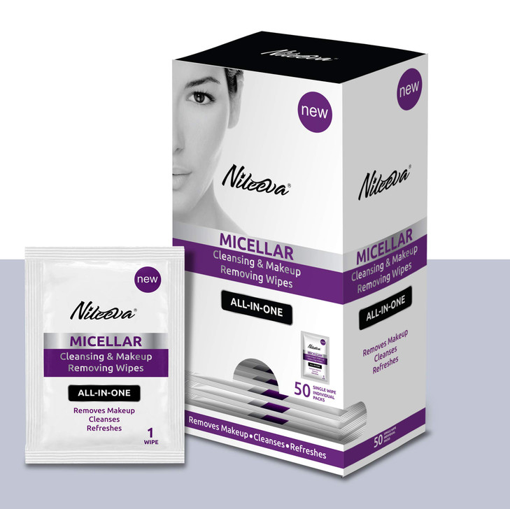 Nileeva Visage Collection Micellar Makeup Remover Cleansing Cloths and Daily Cleansing Facial Wipes to Remove Makeup and