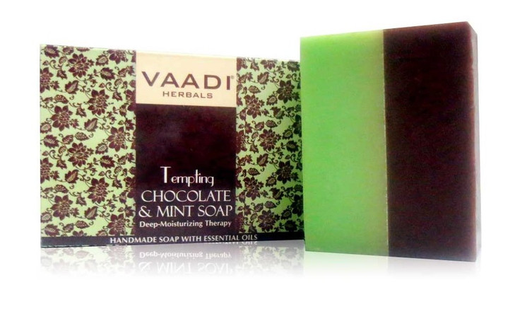 Vaadi Herbals Chocolate and Mint Bar Soap Handmade Herbal Soap with 100 Pure Essential Oils ALL Natural Best Moisturizer