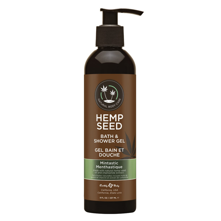 Earthly Body Hemp Seed Bath Shower Gel Mintastic Scent 8 oz Moisturizing Formula with Hemp Seed Oil Chamomile Hydrolyzed
