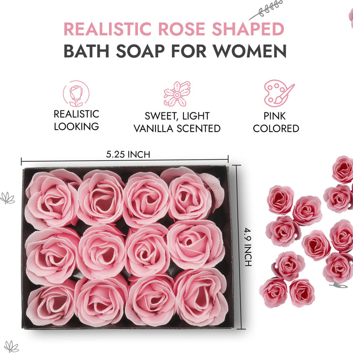 Floral Scented Bath Soap Rose Flower Petals Pink Escape 12 Count