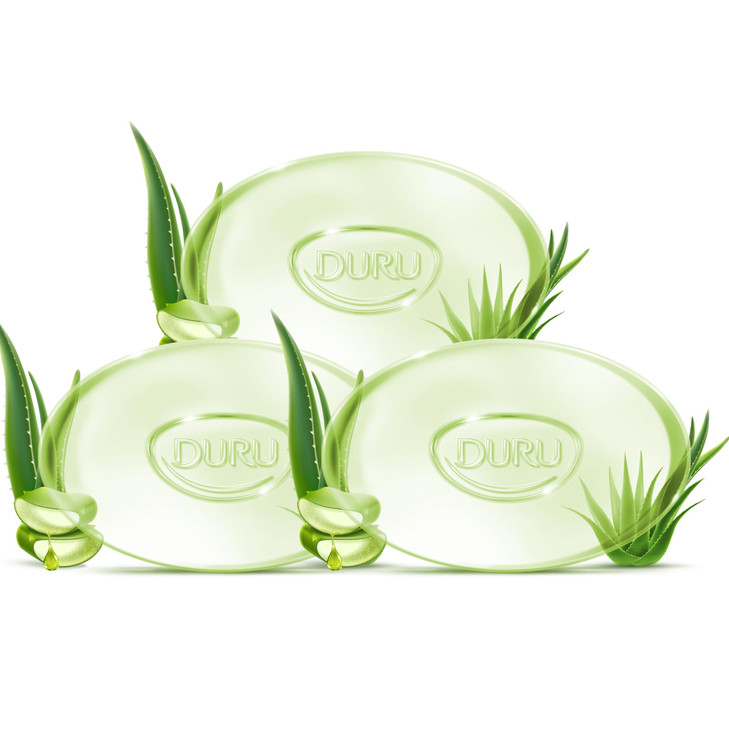 Duru Aloe Vera Glycerin Bar Soap Vegan Transparent Cleansing Bar Moisturizing Sensitive Skin Wash for Women and Men Plan