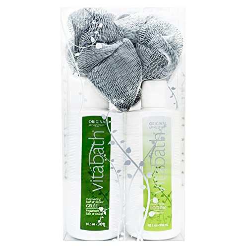 Vitabath Original Spring Green Everyday Skincare Set Moisturizing Shower Gel Wash Reviving Lotion Exfoliating Body Scrub