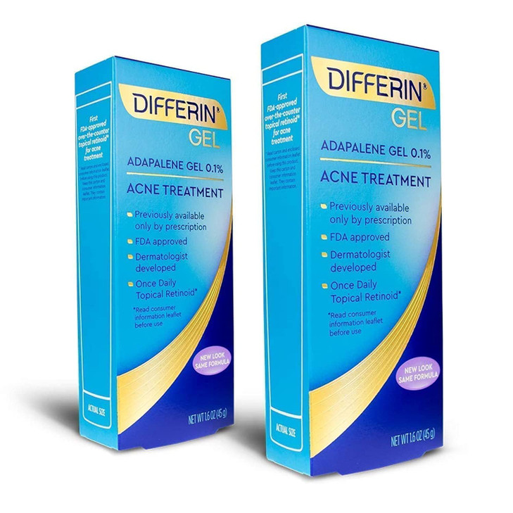 Differin Adapalene Gel 01 Acne Treatment 45 gram 180day supply 16 Ounce Pack of 2
