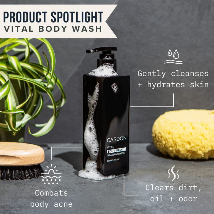 Cardon Acne Clearing Mens Body Wash Korean Skin Care All Natural Green Tea Extract Sea Buckthorn Cica Combat Breakouts P