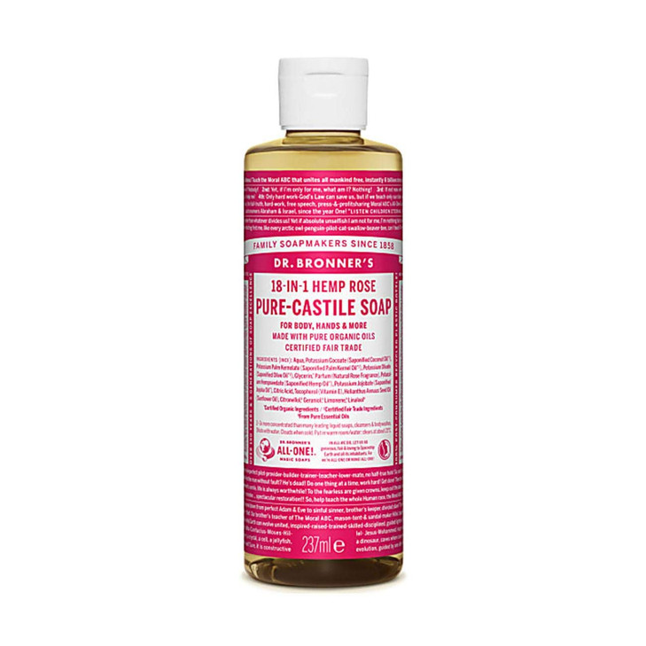 Dr Bronner Rose Castile Liquid Soap 236ml