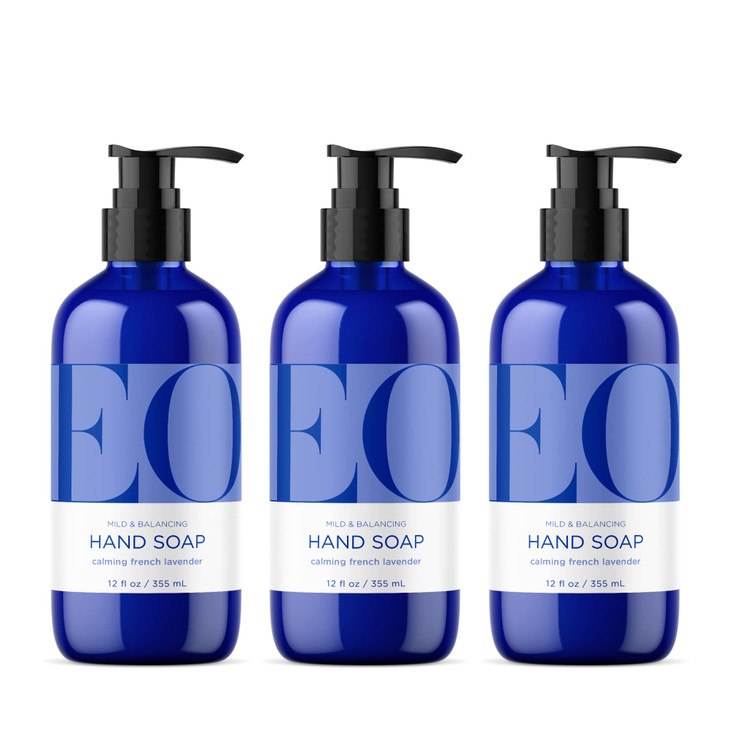 EO Liquid Hand Soap 12 Ounce Pack of 3 French Lavender Organic PlantBased Gentle Cleanser with Pure Essential Oils