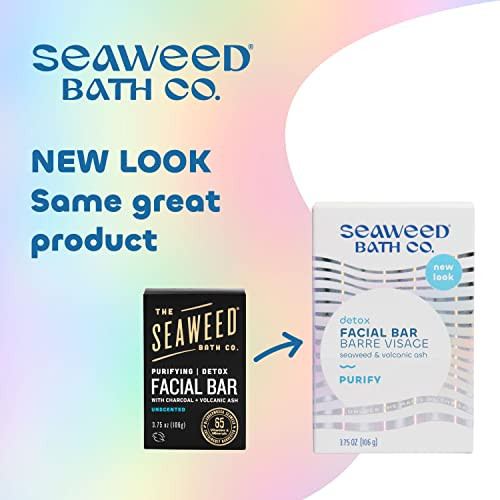 Seaweed Bath Co Purify Detox Facial Bar Soap 375 Ounce Sustainably Harvested Seaweed Volcanic Ash