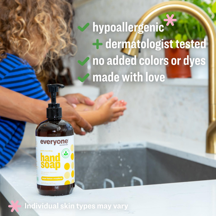 Everyone Liquid Hand Soap 1275 Ounce Pack of 3 Meyer Lemon and Mandarin PlantBased Cleanser with Pure Essential Oils