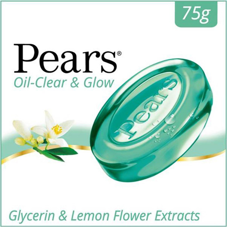 Pears OilClear Glow Soap 98 Pure Glycerin Lemon Flower Extracts 75 g Pack of 3