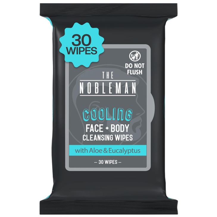 The Nobleman Mens Cooling Face Body Cleansing Wipes Eucalyptus 30 Count