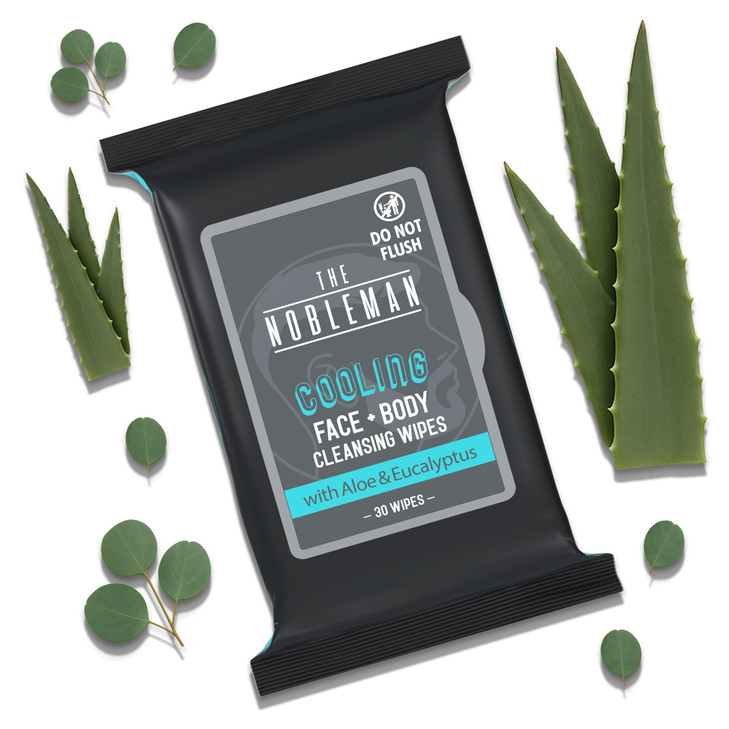 The Nobleman Mens Cooling Face Body Cleansing Wipes Eucalyptus 30 Count