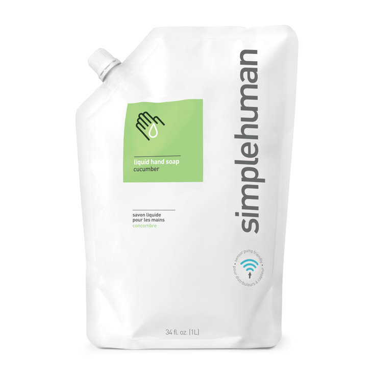simplehuman Moisturizing Liquid Hand Soap Refill Pouch 34 Fl Oz Pack of 1 Cucumber