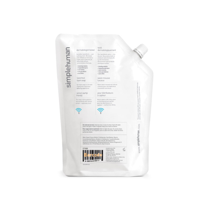 simplehuman Moisturizing Liquid Hand Soap Refill Pouch 34 Fl Oz Pack of 1 Cucumber