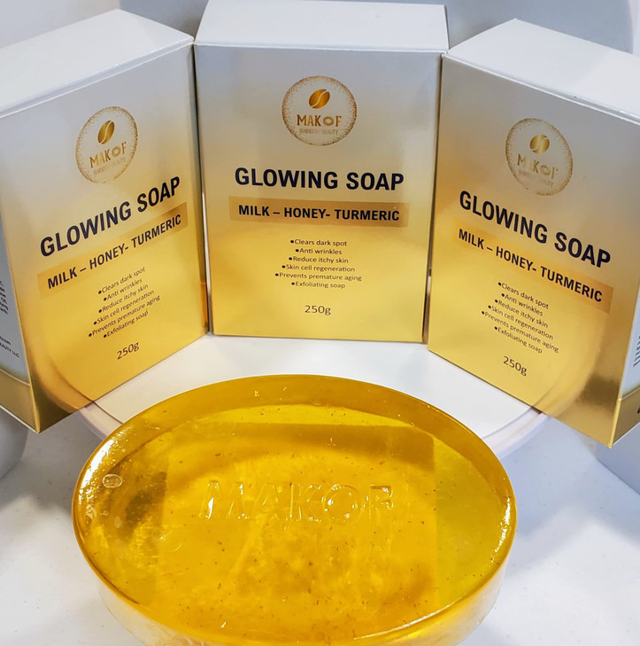 TURMERIC HONEY MILK SOAP Skin Brightening Soap All Natural Dark Spots Remover Acne Scars Face and Body 250 g 1
