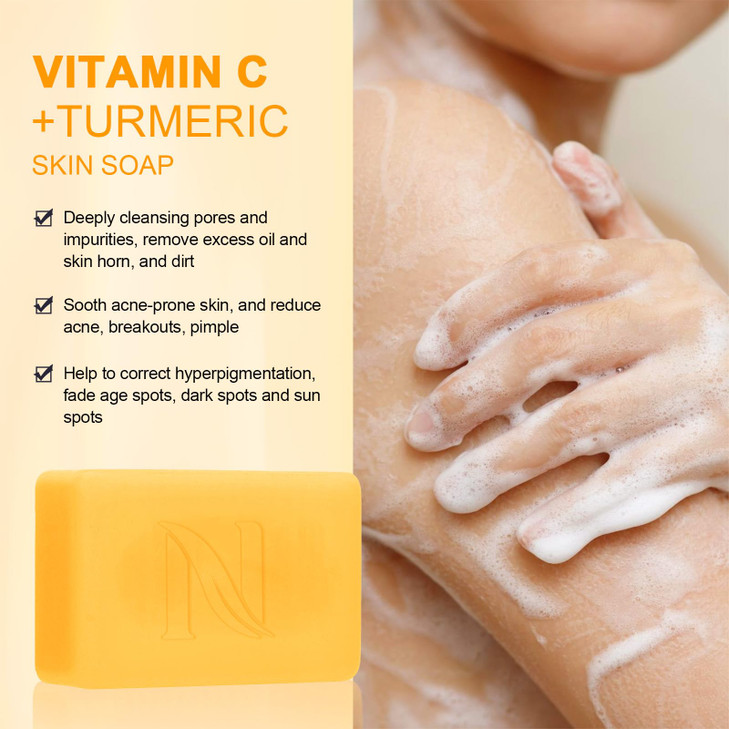 Neutriherbs Turmeric Soap for Face Body529 oz 1 BarBrightening Vitamin C Soap Bar for Acne Uneven Skin Tone Cleansing Na