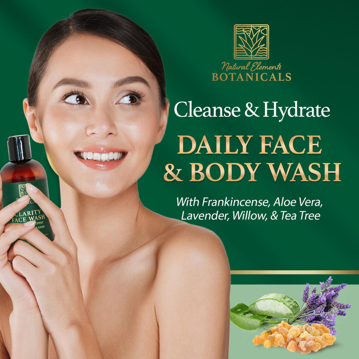 Natural Elements Botanicals Face Body Wash with Frankincense Aloe Vera Salicylic Acid Soothing Calming AntiAging Daily F