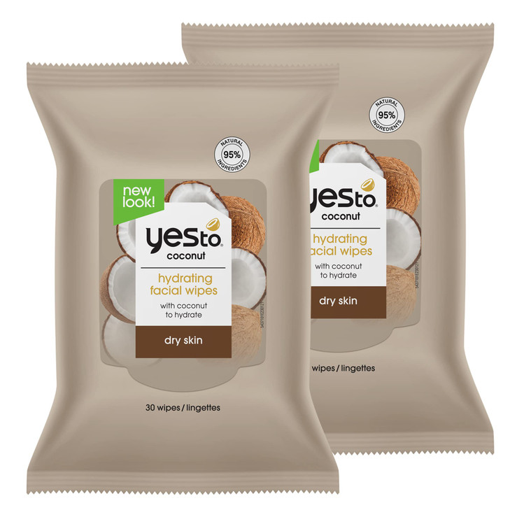 Yes To Face Wipes for Women and Men Restoring Facial Cleansing Wipes for use as a Make Up Remover Cleaning Soothing Coco