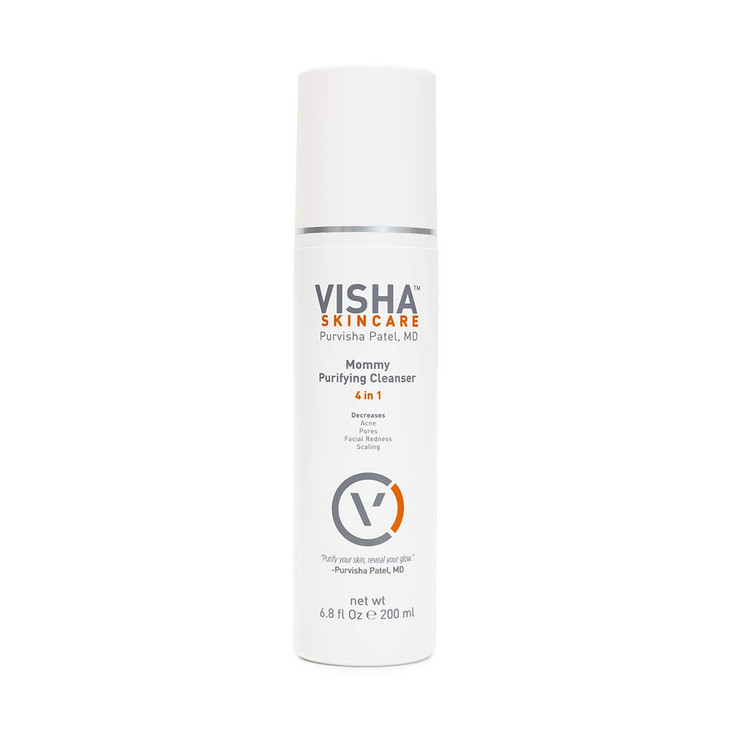 Visha Skincare Mommy 4 in 1 Multitasking Purifying Cleanser Pregnancy and Nursing Safe Face Cleanser Minimizes Pores Red