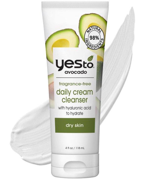 Yes To Avocado Fragrance Free Daily Cream Cleanser Hydrating Face Wash That Removes Makeup Impurities Leaving Skin Moist